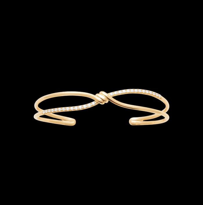 Bracelet jonc "Noeud” – Oxydes de zirconium – Plaqué or – Image 2