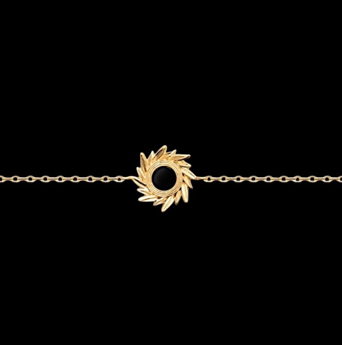 Bracelet "Voluté" – Agate noire – Plaqué or – Image 2