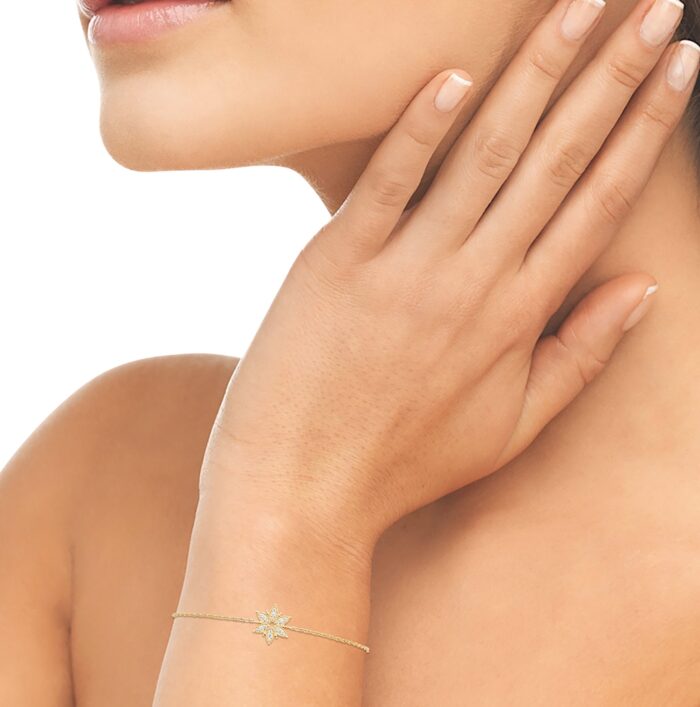 Bracelet "Orécline”- Oxydes de zirconium – Plaqué or – Image 4