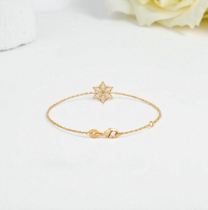 Bracelet "Orécline”- Oxydes de zirconium – Plaqué or – Image 3