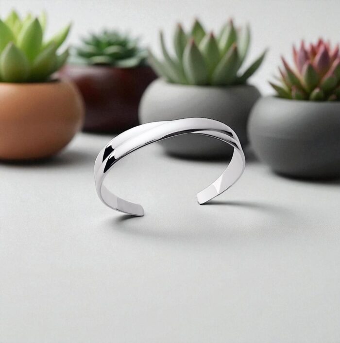 Bracelet jonc "Élios" – Argent rhodié – Image 3