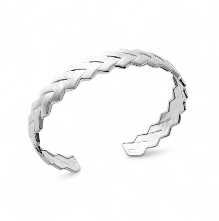 Bracelet jonc "Tressia" – Argent rhodié