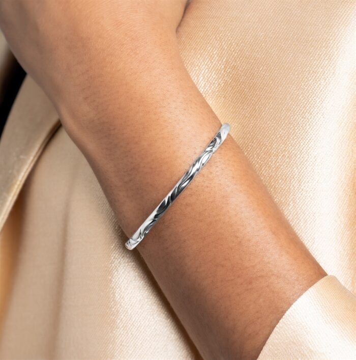 Bracelet jonc "Argélia" – Argent rhodié – Image 4