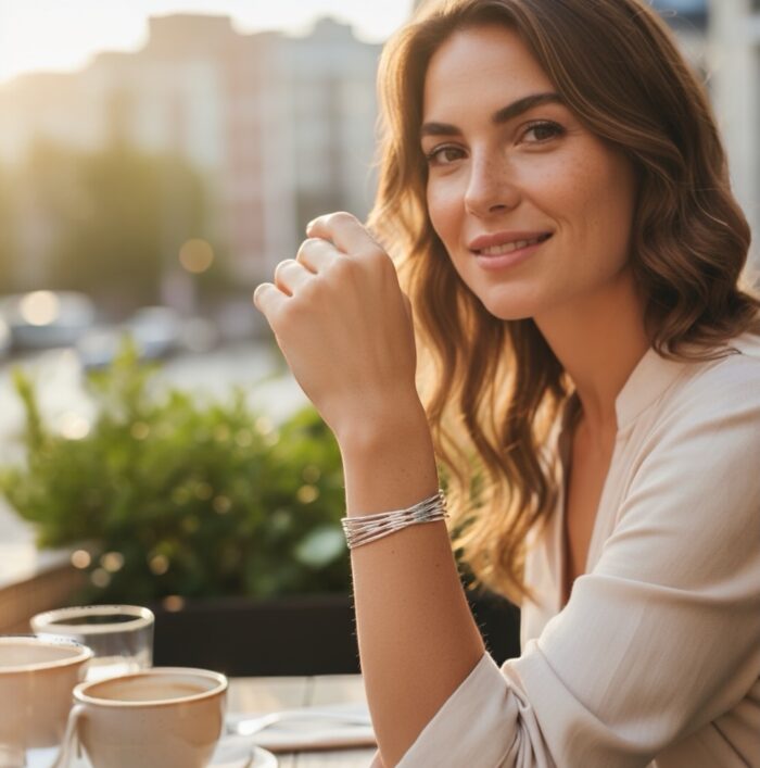 Bracelet jonc "Syra" – Argent rhodié – Image 4