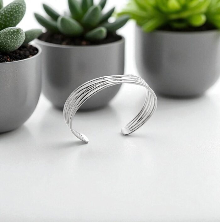 Bracelet jonc "Syra" – Argent rhodié – Image 3
