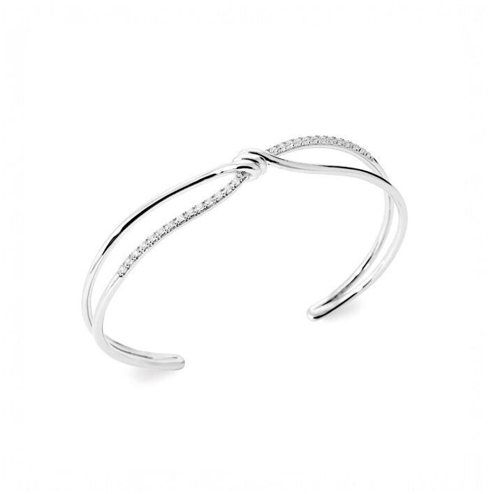 Bracelet jonc "Noeud” – Oxydes de zirconium – Argent rhodié