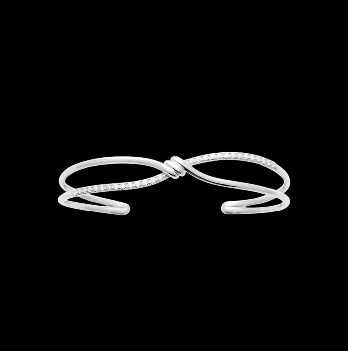 Bracelet jonc "Noeud” – Oxydes de zirconium – Argent rhodié – Image 2