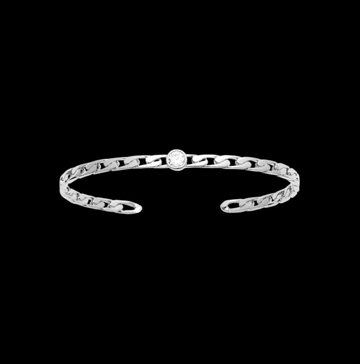 Bracelet jonc "Vérax" – Oxyde de zirconium – Argent rhodié – Image 2