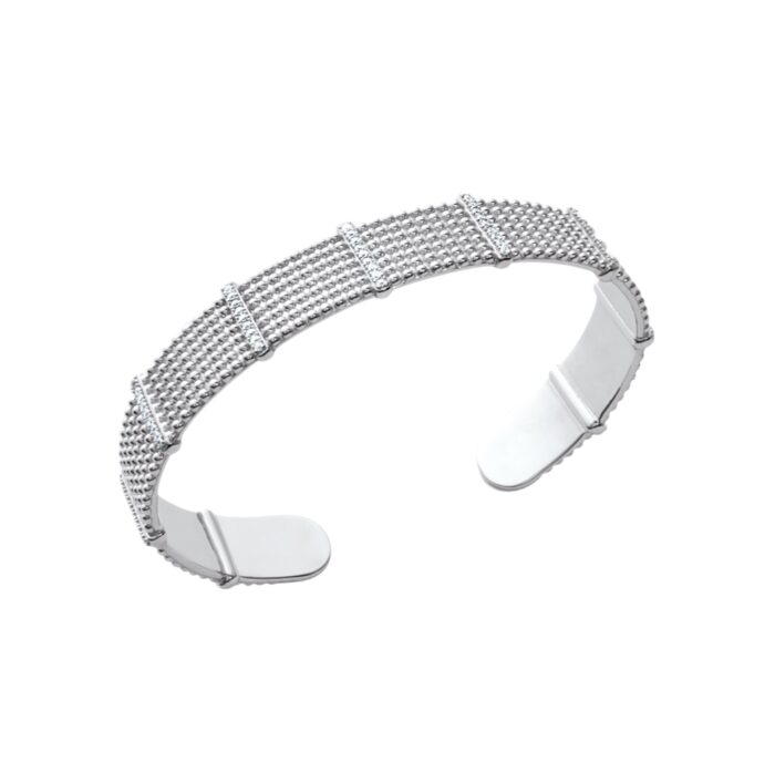 Bracelet jonc "Frayze" – Oxydes de zirconium – Argent rhodié