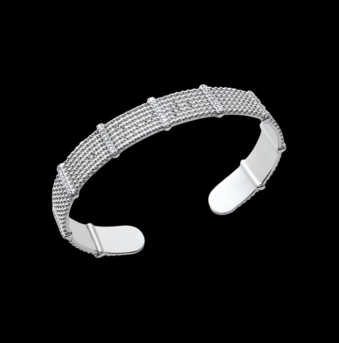 Bracelet jonc "Frayze" – Oxydes de zirconium – Argent rhodié – Image 2