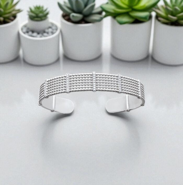 Bracelet jonc "Frayze" – Oxydes de zirconium – Argent rhodié – Image 3
