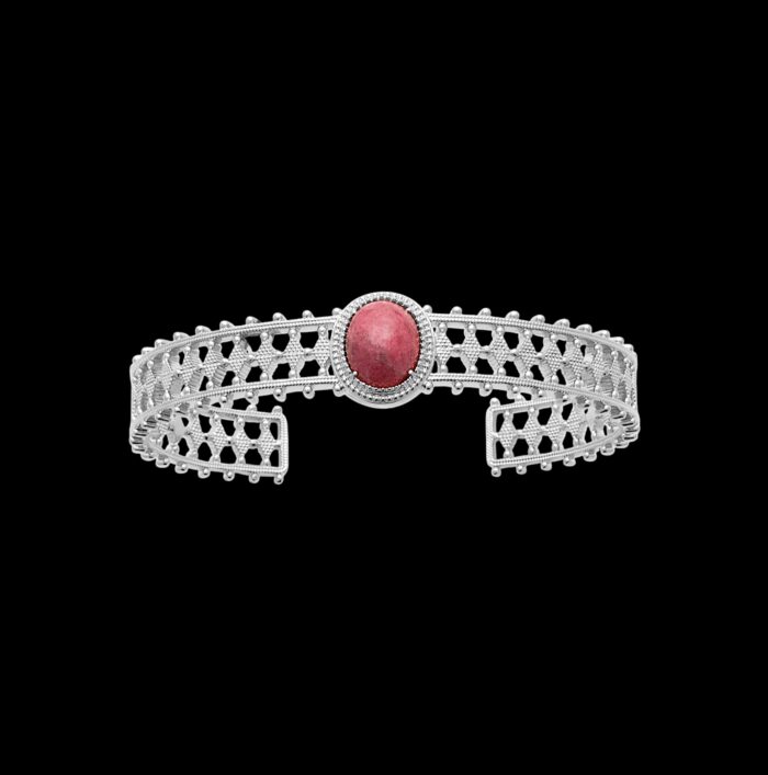 Bracelet jonc "Thalya" – Rhodonite – Argent rhodié – Image 2