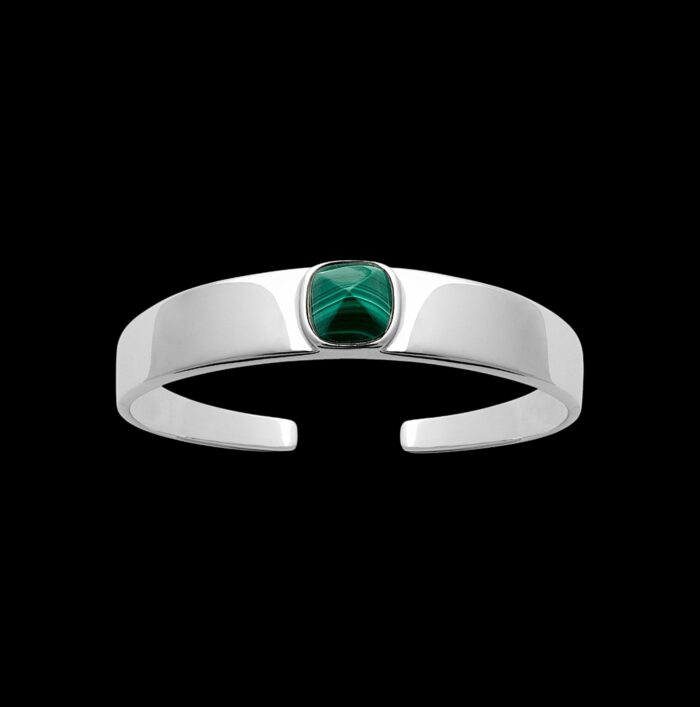 Bracelet jonc "Malachika" – Malachite – Argent rhodié – Image 2