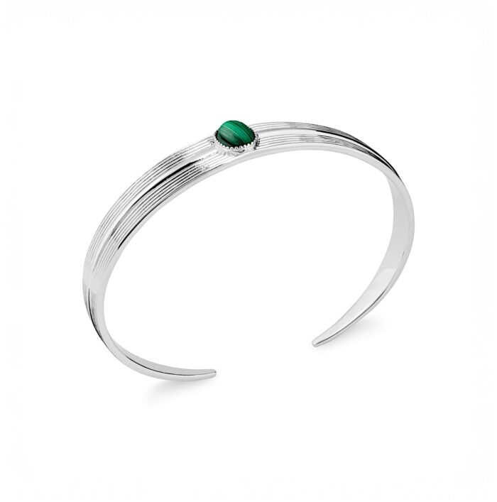 Bracelet jonc "Aether" – Malachite – Argent rhodié
