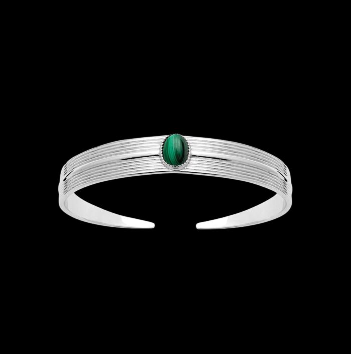 Bracelet jonc "Aether" – Malachite – Argent rhodié – Image 2