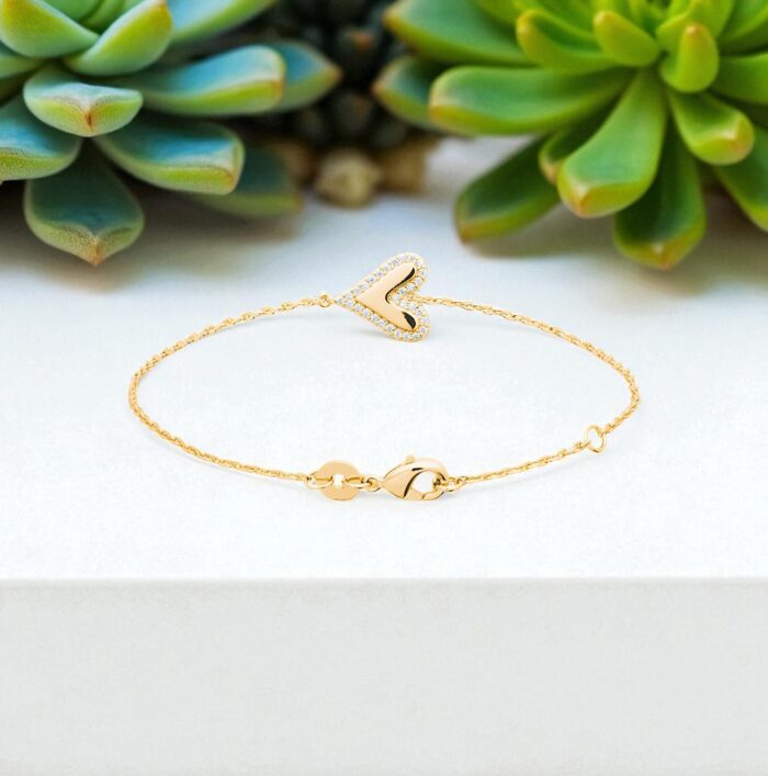 Bracelet "Caresse” – Oxydes de zirconium – Plaqué or – Image 3