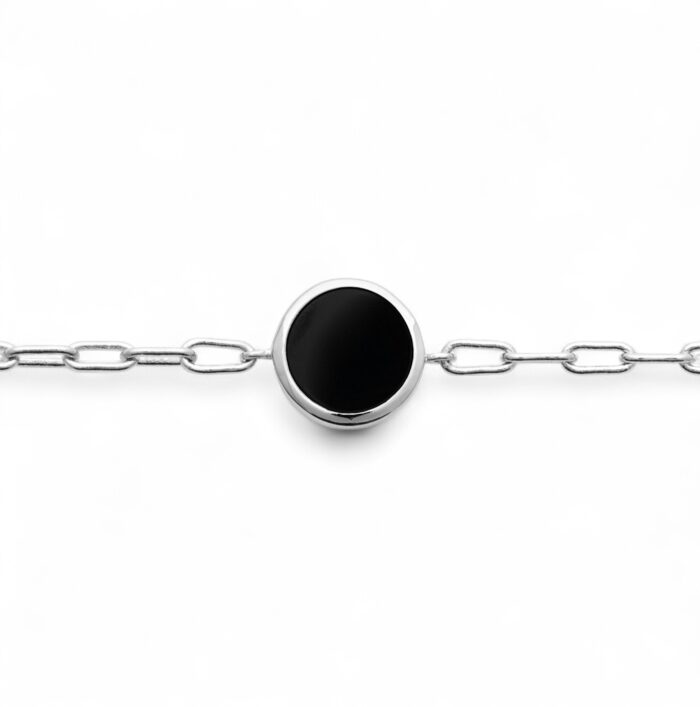 Bracelet "Obsidienne" – Agate noire – Argent rhodié