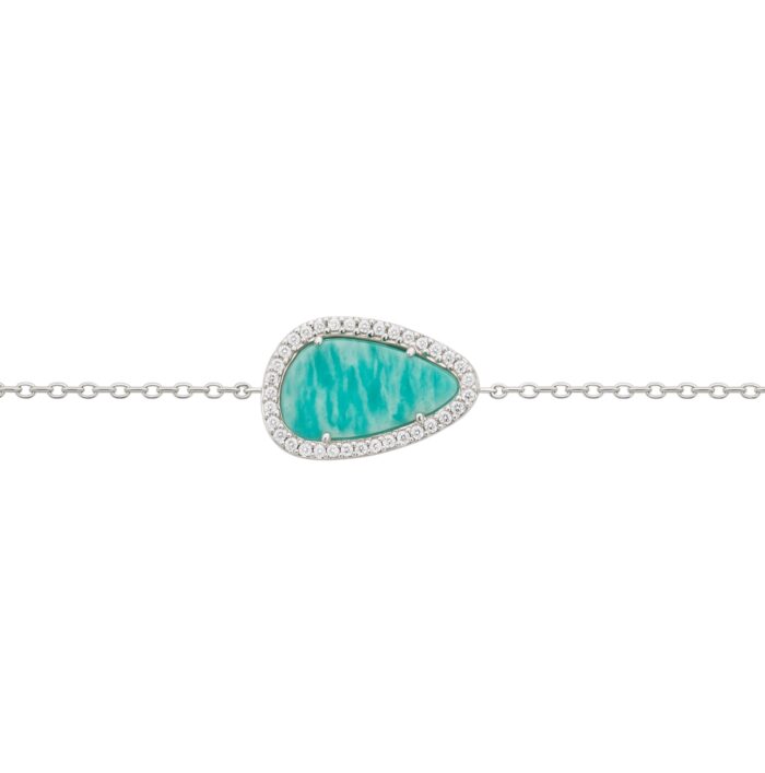 Bracelet "Myralis" – Amazonite – Oxydes de zirconium - Argent rhodié