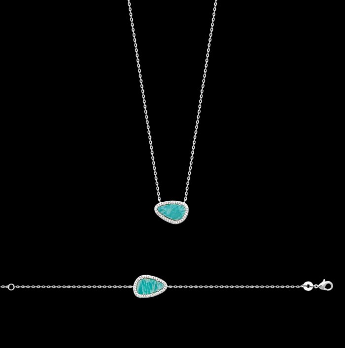 Bracelet "Myralis" – Amazonite – Oxydes de zirconium - Argent rhodié – Image 2