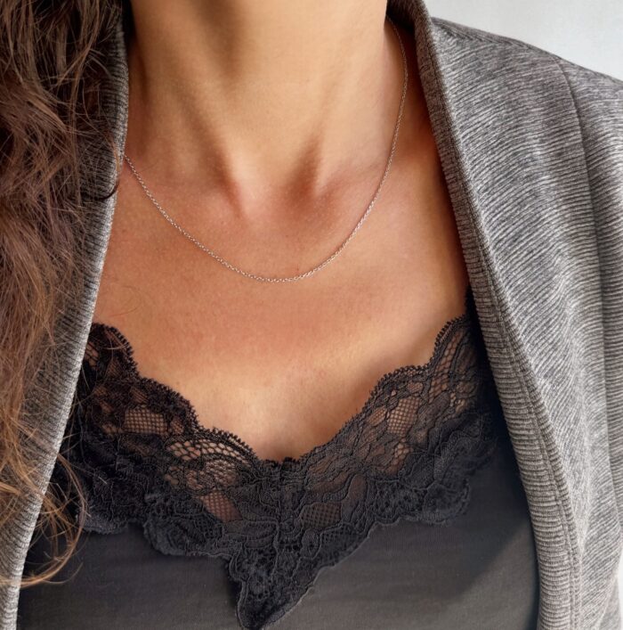 Chaîne de cou - Maille forçat - Argent rhodié – Image 3