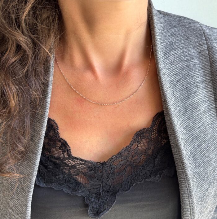 Chaîne de cou - Maille forçat allongée- Plaqué or rosé – Image 3