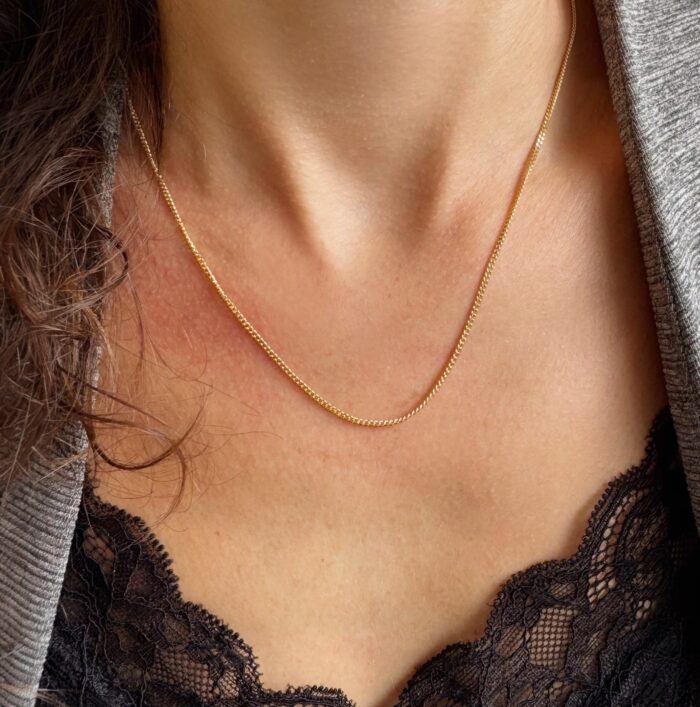 Chaîne de cou - Maille gourmette - Plaqué or – Image 4