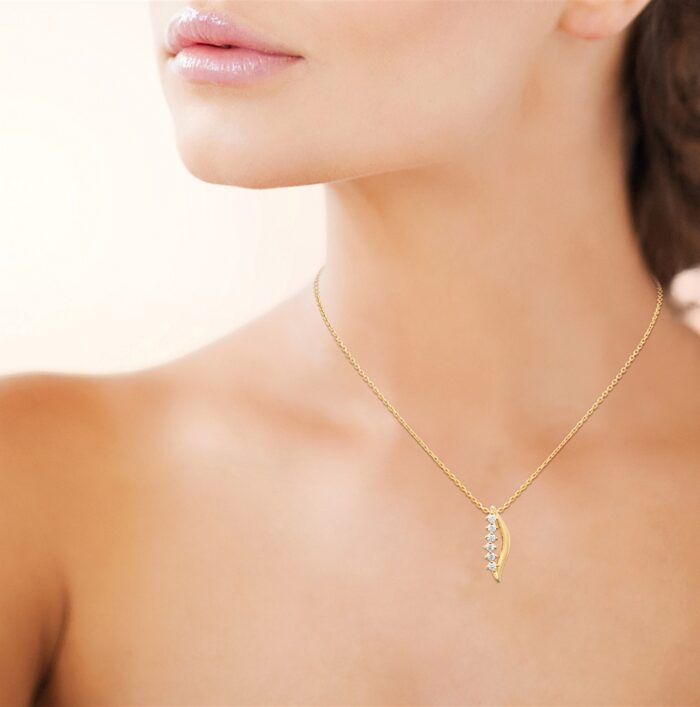 Collier "Oréline”- Oxydes de zirconium – Plaqué or – Image 4