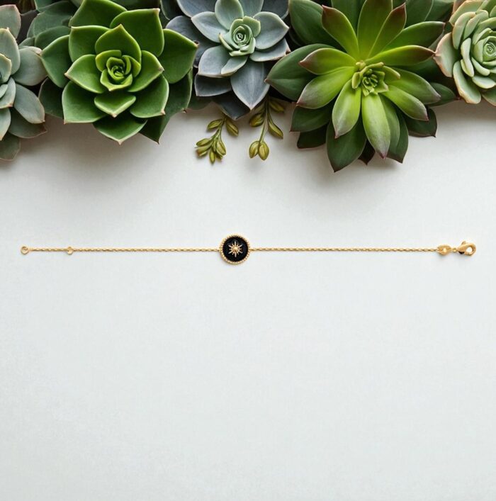 Bracelet "Noctis" – Laque noire - Plaqué or – Image 3
