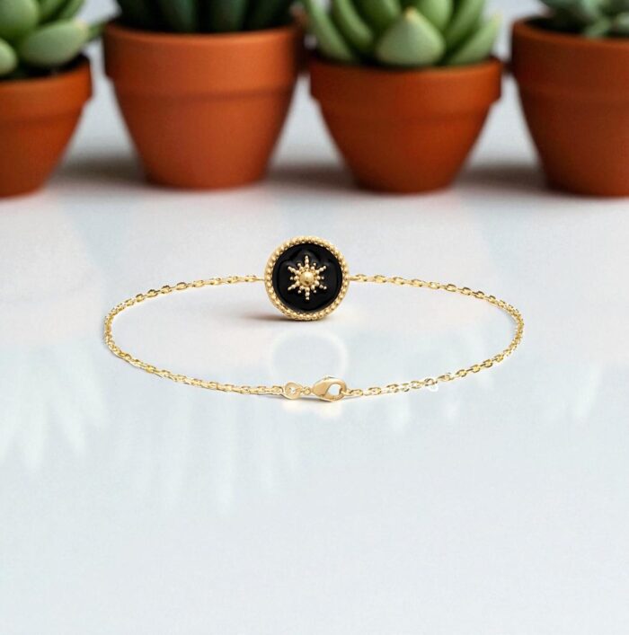 Bracelet "Noctis" – Laque noire - Plaqué or – Image 4
