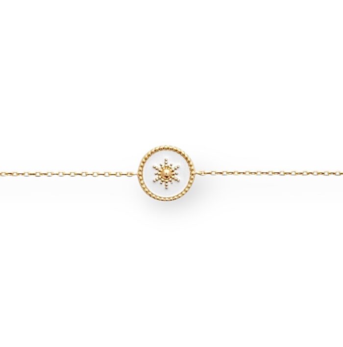 Bracelet "Rayna" – Laque blanche - Plaqué or