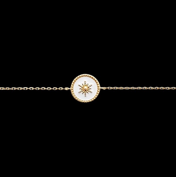 Bracelet "Rayna" – Laque blanche - Plaqué or – Image 2