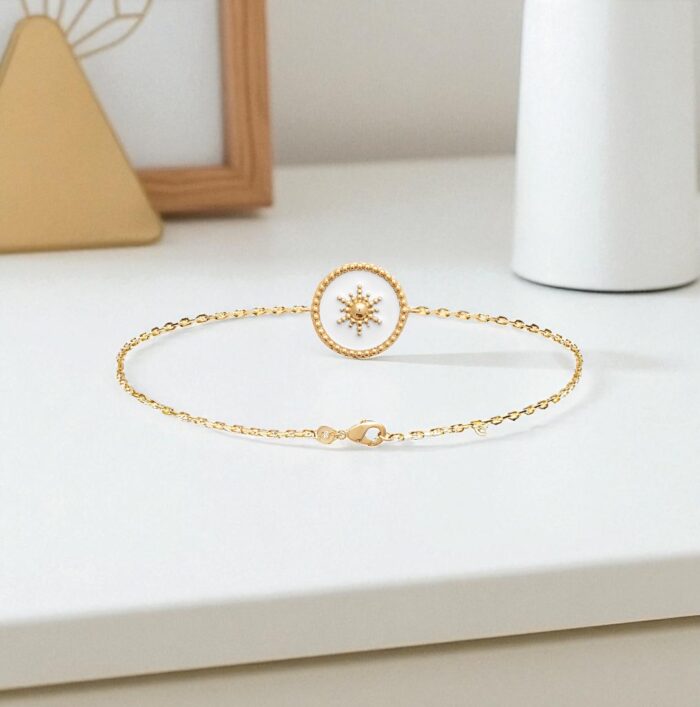Bracelet "Rayna" – Laque blanche - Plaqué or – Image 4