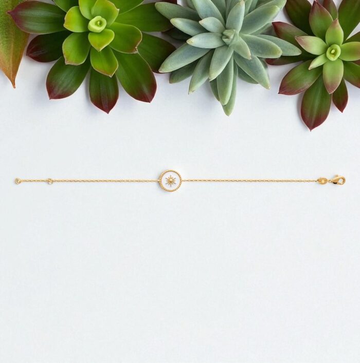 Bracelet "Rayna" – Laque blanche - Plaqué or – Image 3