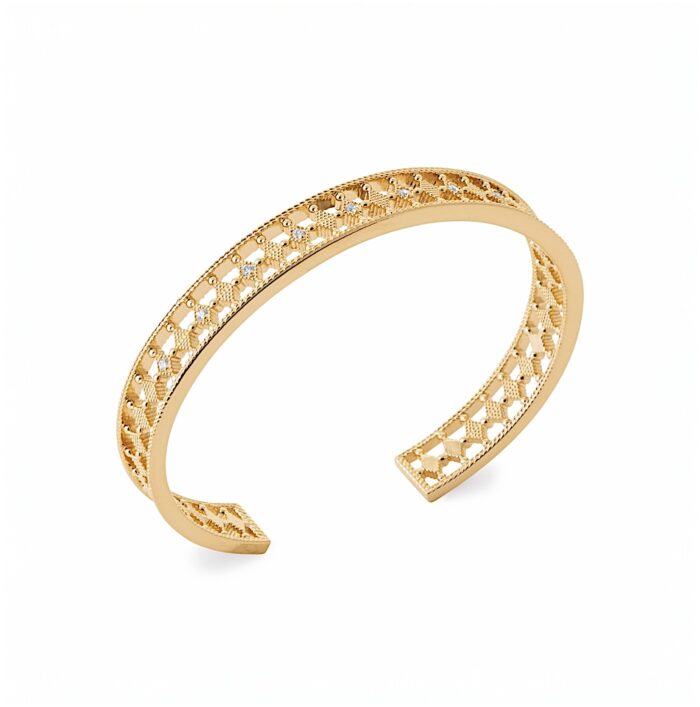 Bracelet jonc "Gratia" – Oxydes de zirconium - Plaqué or