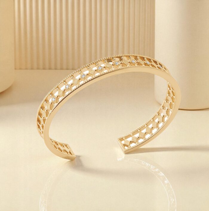 Bracelet jonc "Gratia" – Oxydes de zirconium - Plaqué or – Image 3