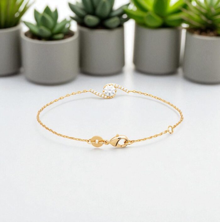 Bracelet "Doris" – Oxydes de zirconium - Plaqué or – Image 3