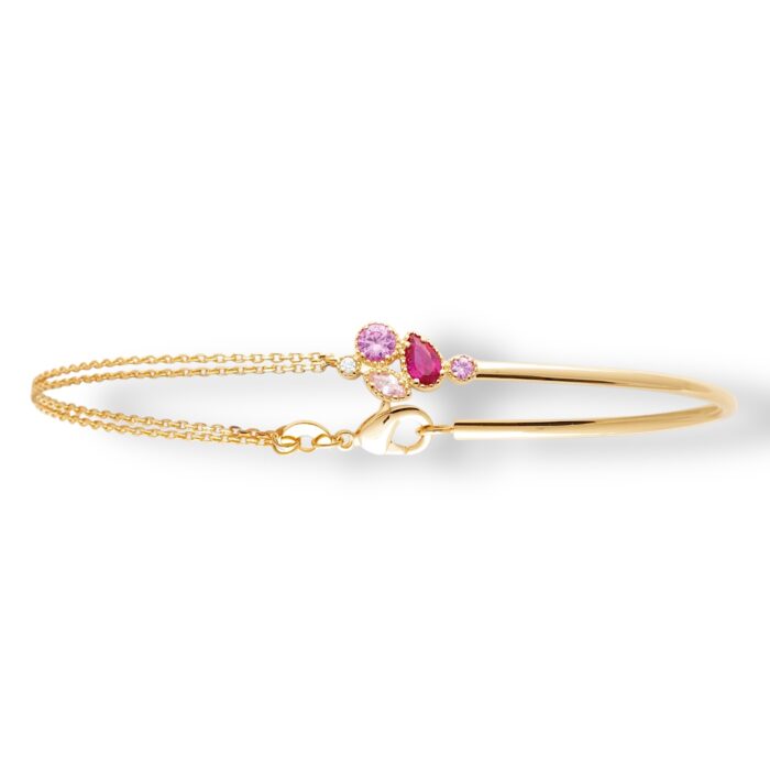 Bracelet "Céleste" – Oxydes de zirconium rose – Plaqué or