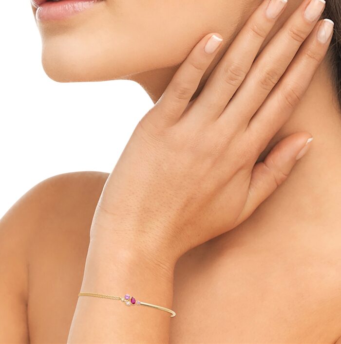 Bracelet "Céleste" – Oxydes de zirconium rose – Plaqué or – Image 4