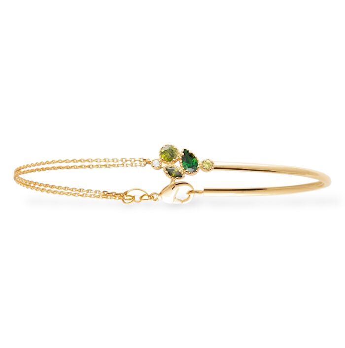 Bracelet "Céleste" – Oxydes de zirconium vert – Plaqué or