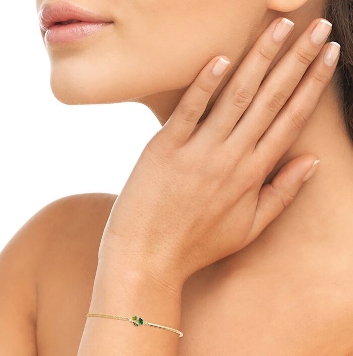 Bracelet "Céleste" – Oxydes de zirconium vert – Plaqué or – Image 4