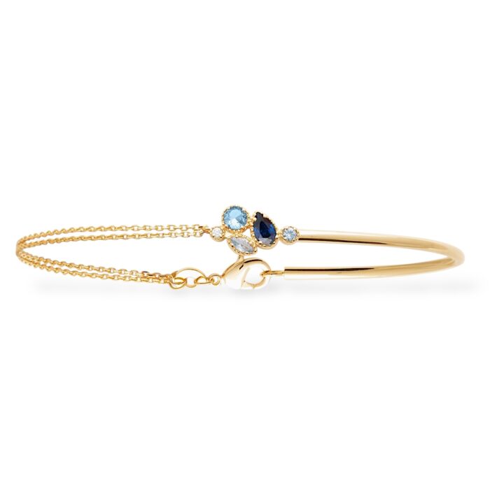 Bracelet "Céleste" – Oxydes de zirconium bleu – Plaqué or