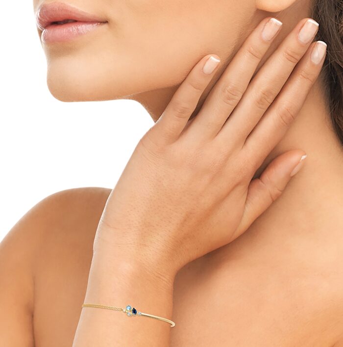 Bracelet "Céleste" – Oxydes de zirconium bleu – Plaqué or – Image 4