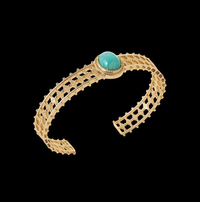 Bracelet jonc "Azéa" - Amazonite - Plaqué or – Image 2