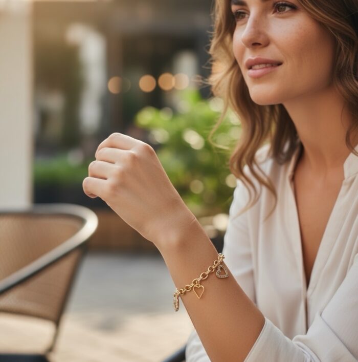 Bracelet "Tendressia" – Oxydes de zirconium – Plaqué or – Image 3