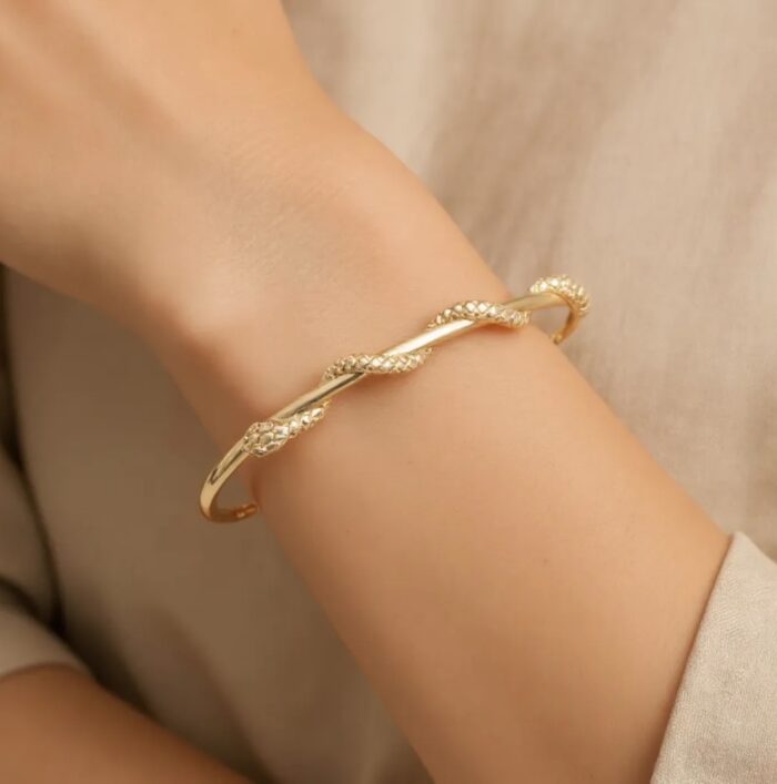 Bracelet jonc "Ophidia" – Plaqué or – Image 4