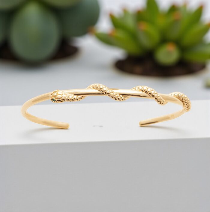Bracelet jonc "Ophidia" – Plaqué or – Image 3