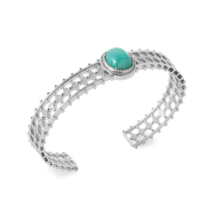 Bracelet jonc "Azéa" - Amazonite - Argent rhodié