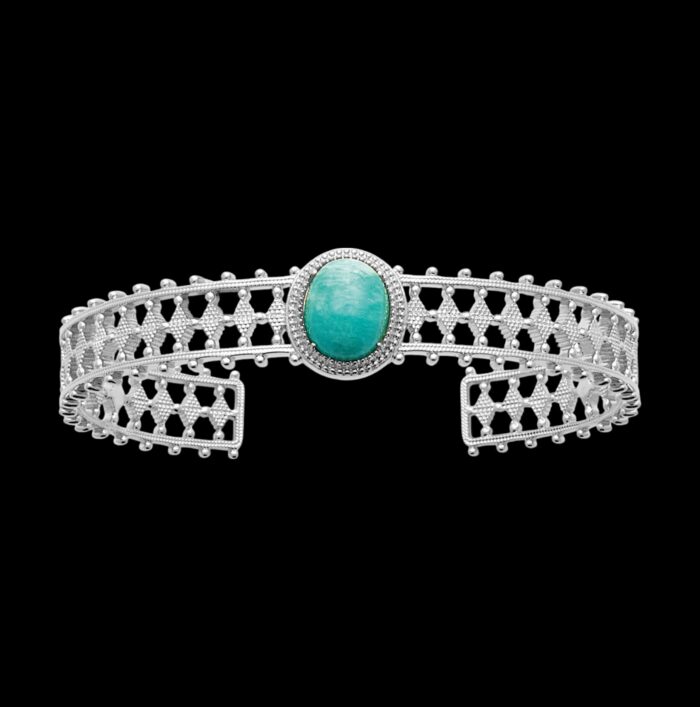 Bracelet jonc "Azéa" - Amazonite - Argent rhodié – Image 2