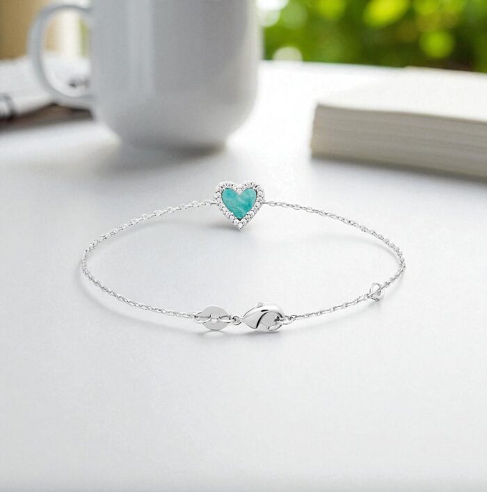 Bracelet "Amazia" - Amazonite - Oxydes de zirconium - Argent rhodié – Image 3
