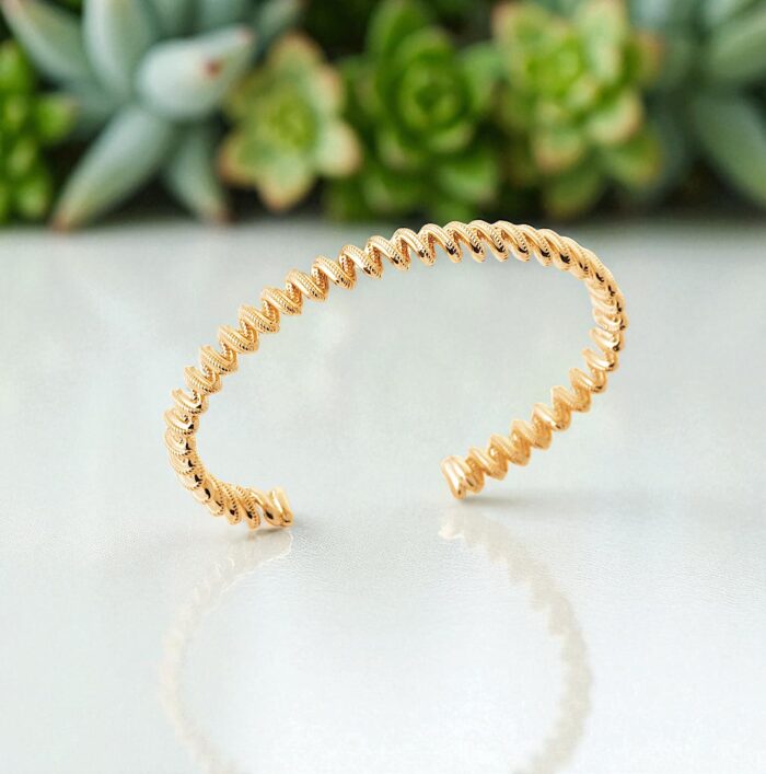 Bracelet  jonc "Twist" - Plaqué or – Image 3